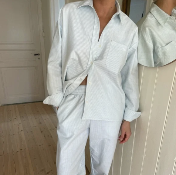 Oversized Striped Button Down Shirts